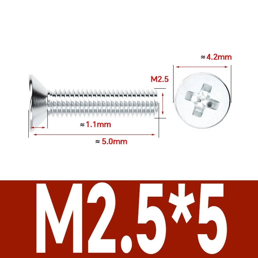 Countersunk Phillips Machine Screws – M2 to M12, White / Colour Zinc Plated, Carbon Steel