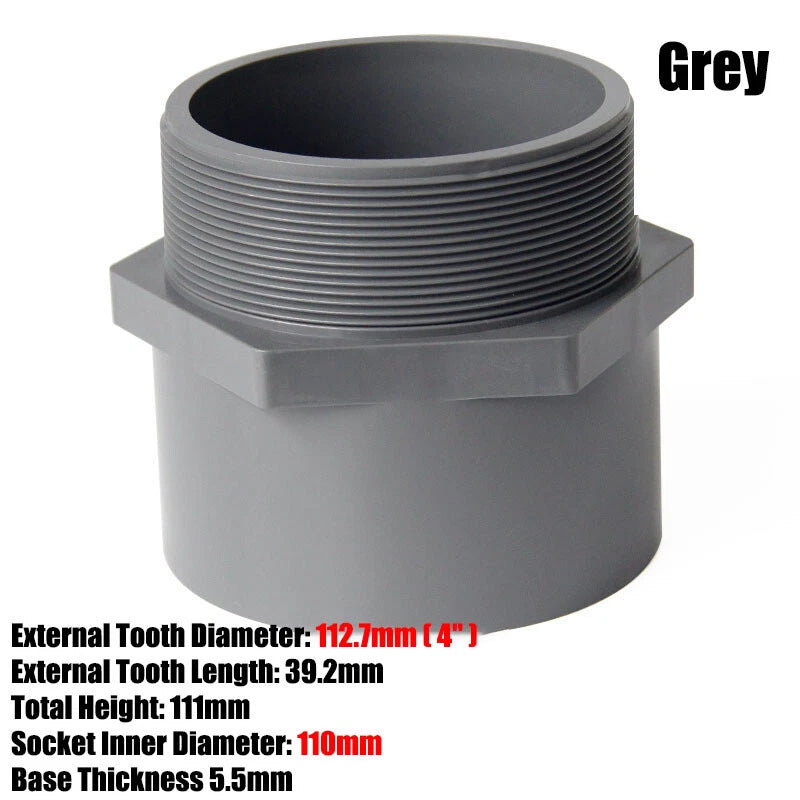 1 2" to 2" PVC Nipples Threaded Pipe Fittings Connector BSP Male Adapter Grey