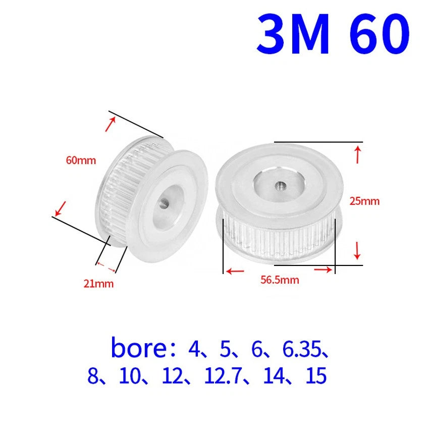 HTD-3M 20-60Teeth Timing Belt Pulley Pitch 3mm AF-type With Keyway, Width 21mm