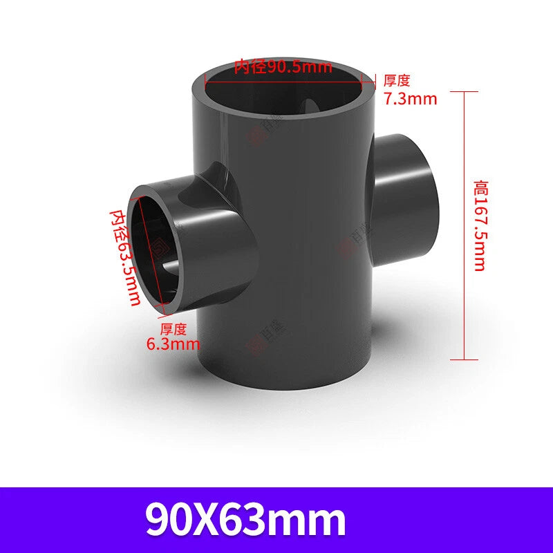 PVC UPVC 4-Way Water Supply Pipe Fittings Adapter Connector Joint ID 20mm-110mm