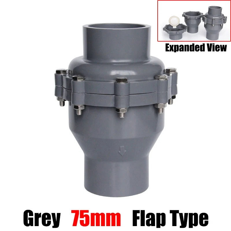 PVC One-way Spring Piston Flap Check Valve Pipe Fittings Ø 32 40 50 63 75 90mm