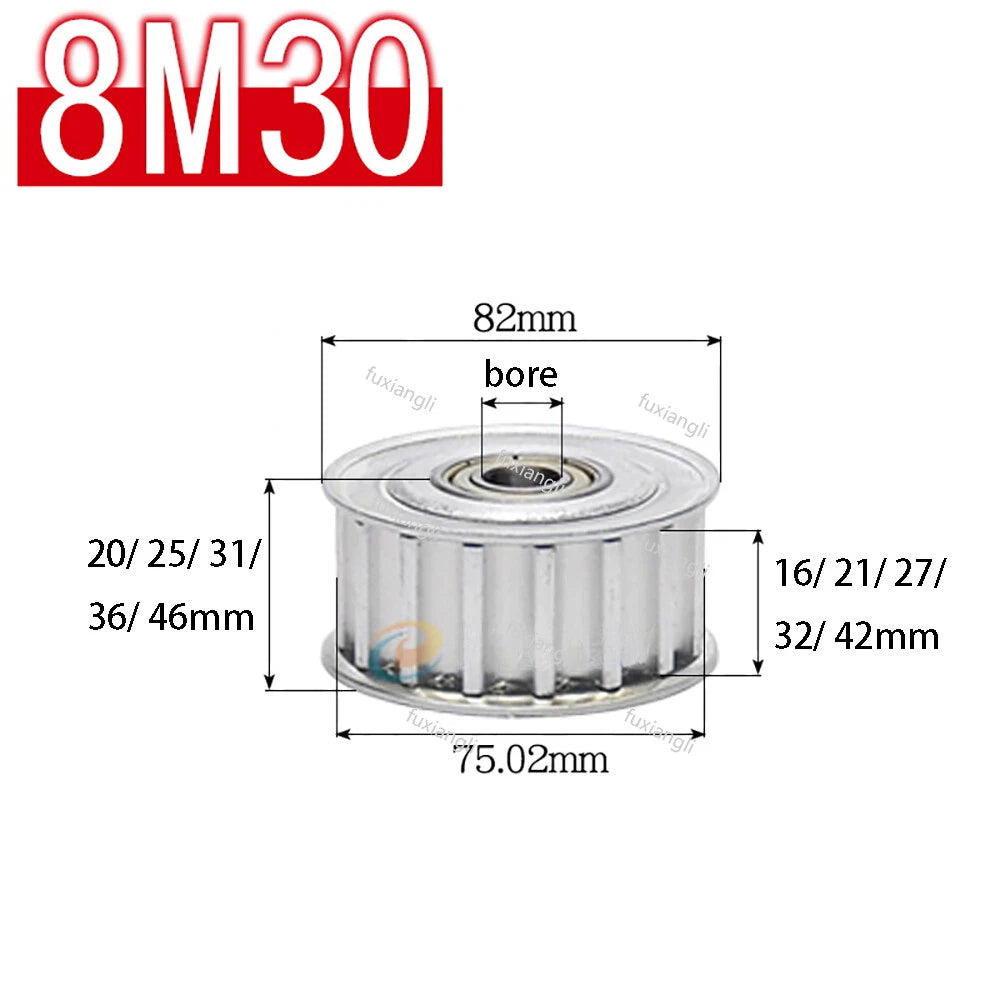 HTD-8M Timing Belt Drive Tensioner Pulley Width 16/21/27/32/42mm Idler Pulleys