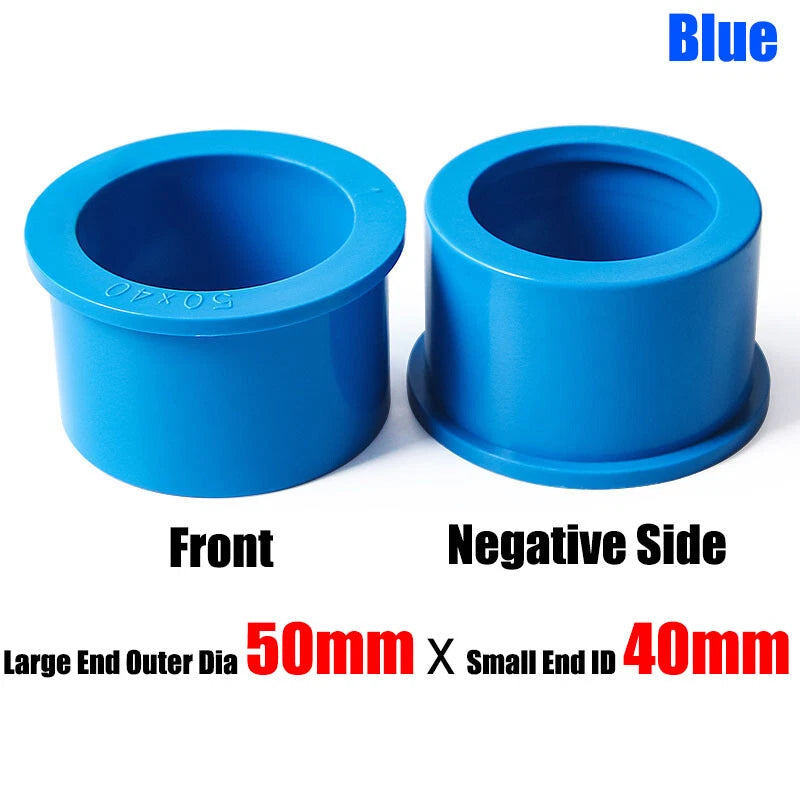20mm to 75mm PVC Pipe Eccentric Reducing Bushing Fittings Connector Joints Blue