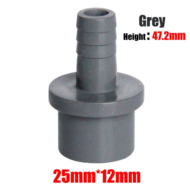 Pagoda 20mm 25mm PVC Pipe Connector Fittings Adapter To Hose OD 5mm~20mm Grey