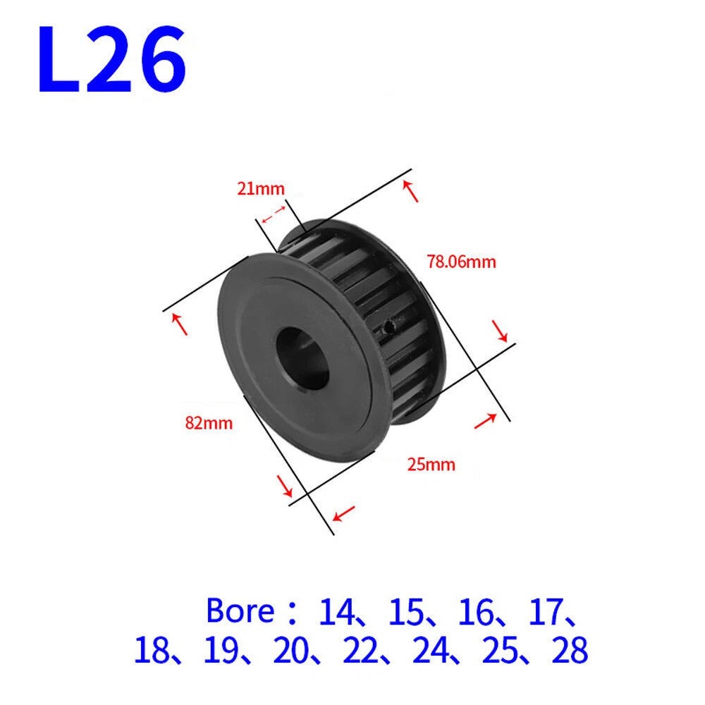 L-type 10T-30T Timing Belt Pulley Pitch 9.525mm With Keyway 45# Steel Width 21mm