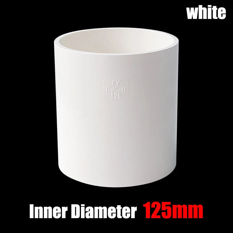 PVC Straight Pipe Socket Coupling — White, 16mm–200mm Inner Diameter
