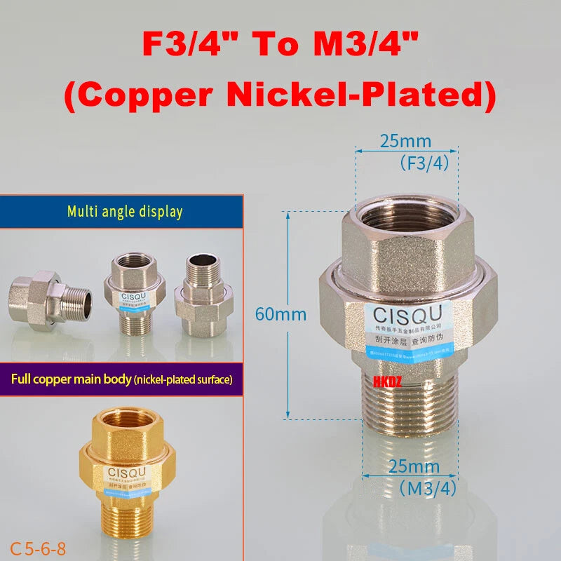 BSP Brass Pipe Fittings — Male Female Threaded Reducing Adapter | Copper & Nickel-Plated