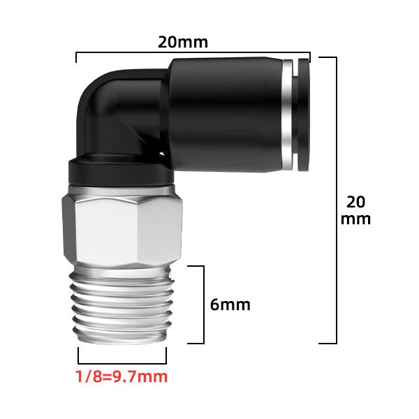 Male Thread Elbow Push-in Pneumatic Fitting | Micro Swivel Air Hose Connector