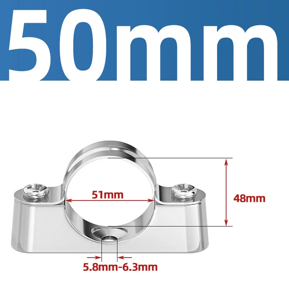 Stainless Steel Pipe Clamp Mount Support Brackets — Wall Fixing Base Fittings