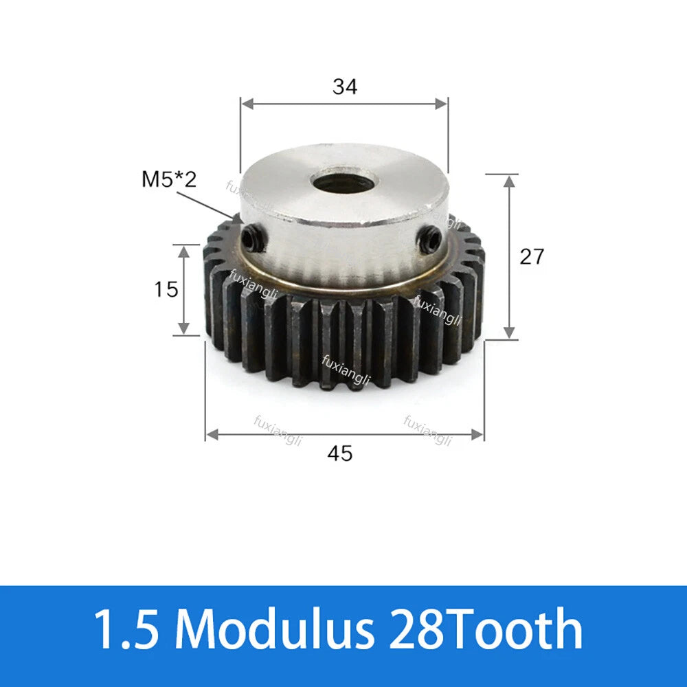1.5 Modulu 12T-40T Spur Gears pitch 4.71mm 45# Steel With Step Pinion Motor Gear