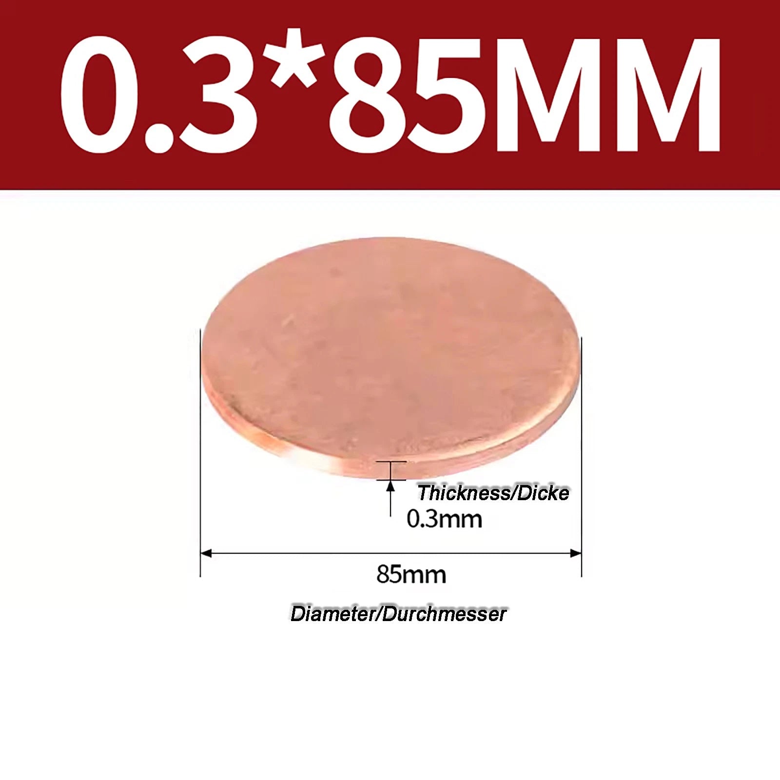 Solid Pure Copper Discs Blanks Round Plate Metal Sheet Thick 0.3~6mm Ø10mm~150mm