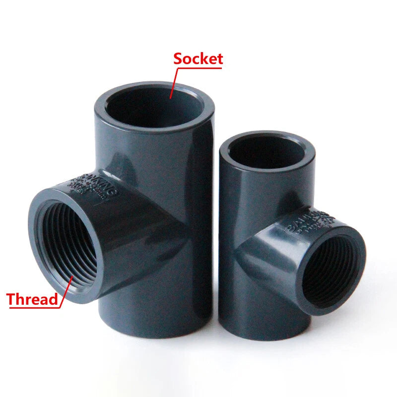 UPVC PVC Pipe Fittings Tee Straight Cap Elbow Plumbing Couping ID 20-110mm Grey