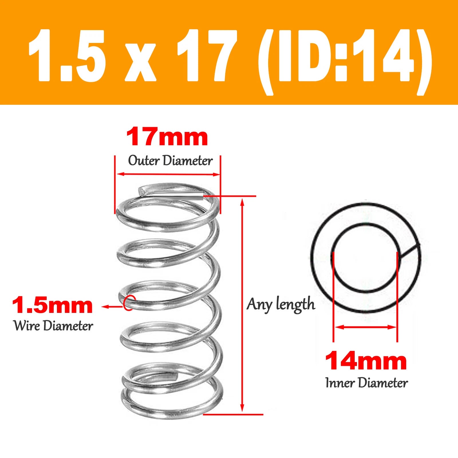 1.5mm Wire 304 Compression Spring Small 16mm-30 mm Diameter Pressure Compressed