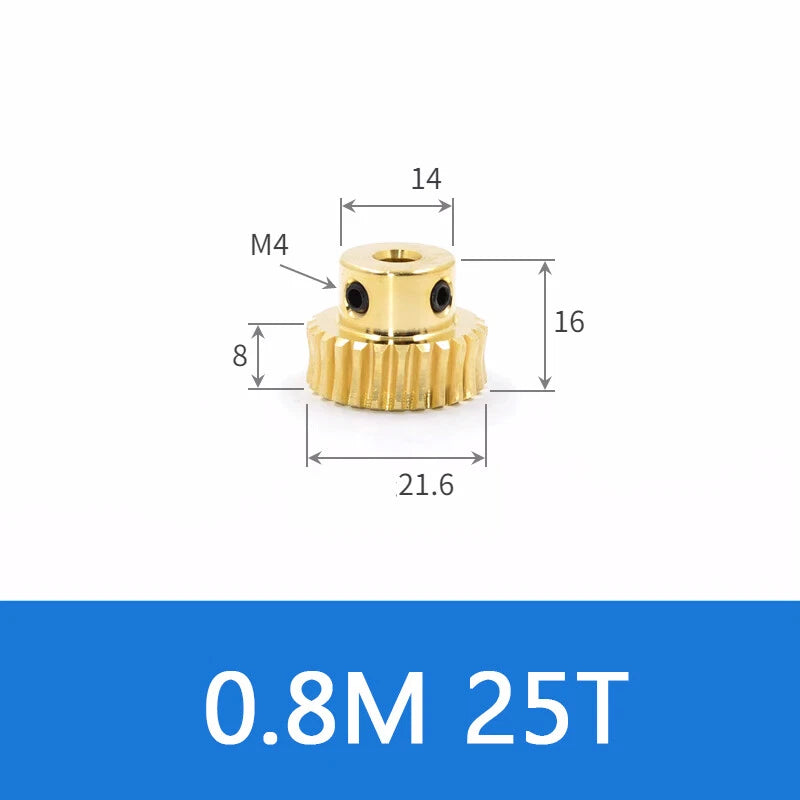 Brass Worm Wheel Gear 0.5/0.8/1/1.5 Module Transmission Gear Worm Rod Gear Shaft