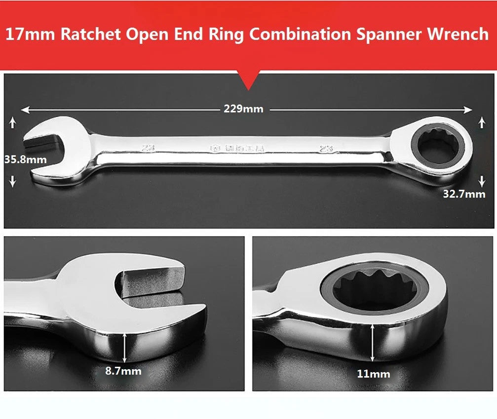 Ratchet Open End Ring Combination Spanner Wrench Set Automotive Tool 6mm-24mm