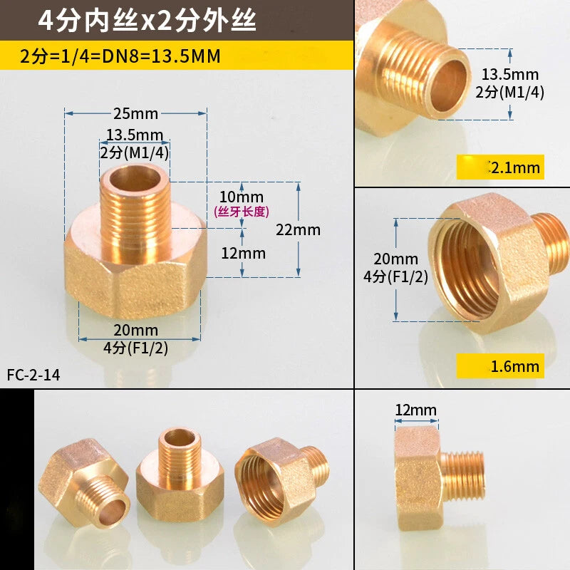 Hex Reducer Bushing Female to Male NPT Hose Fitting — 1/8" to 1" Sizes