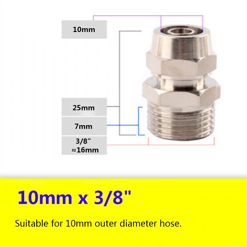 Pneumatic Straight Push-to-Connect Fittings — Male Thread, OD 4mm to 16mm Hose