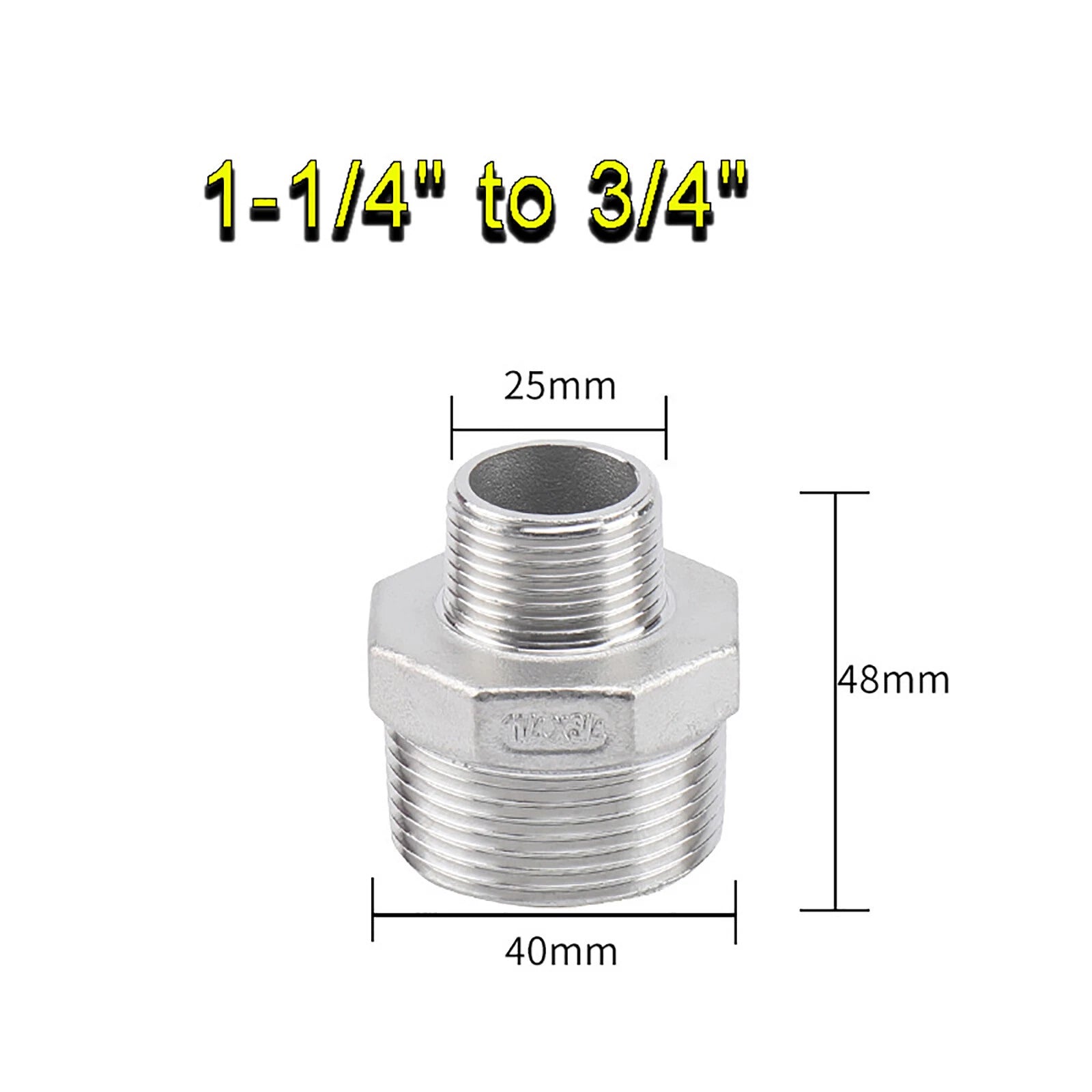 BSP Male to Male Reducing Hex Nipple 304 Stainless Steel Pipe Connector