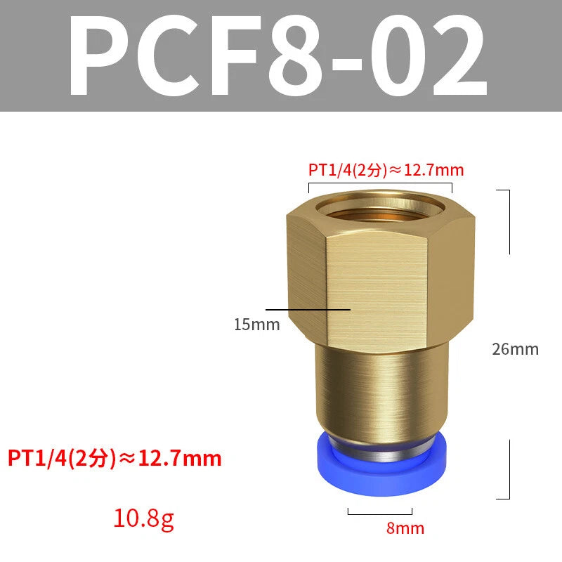 Pneumatic Push In Fitting Female Stud Straight Air Hose Inline Connector Line