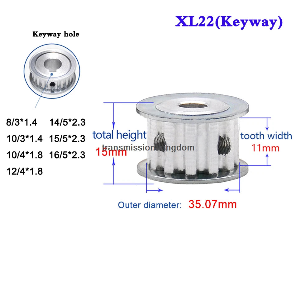 XL 10T-40T Synchronous Wheel Width 11mm Timing Belt Pulley Bore 4-20mm