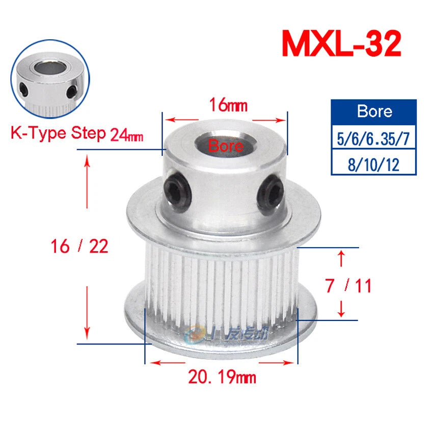 MXL 14-160Teeth Timing Belt Pulleys Pitch 2.032mm With Step For 10mm Width Belt