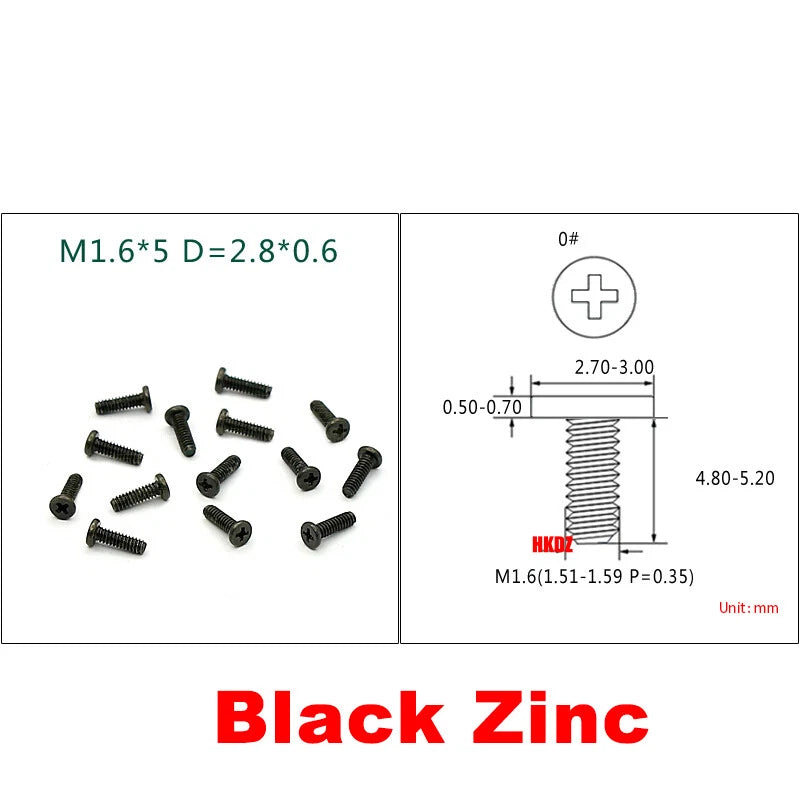 M1.6 M1.7 Phillips Thin Flat Head Machine Screws – Stainless Steel & Zinc Coated