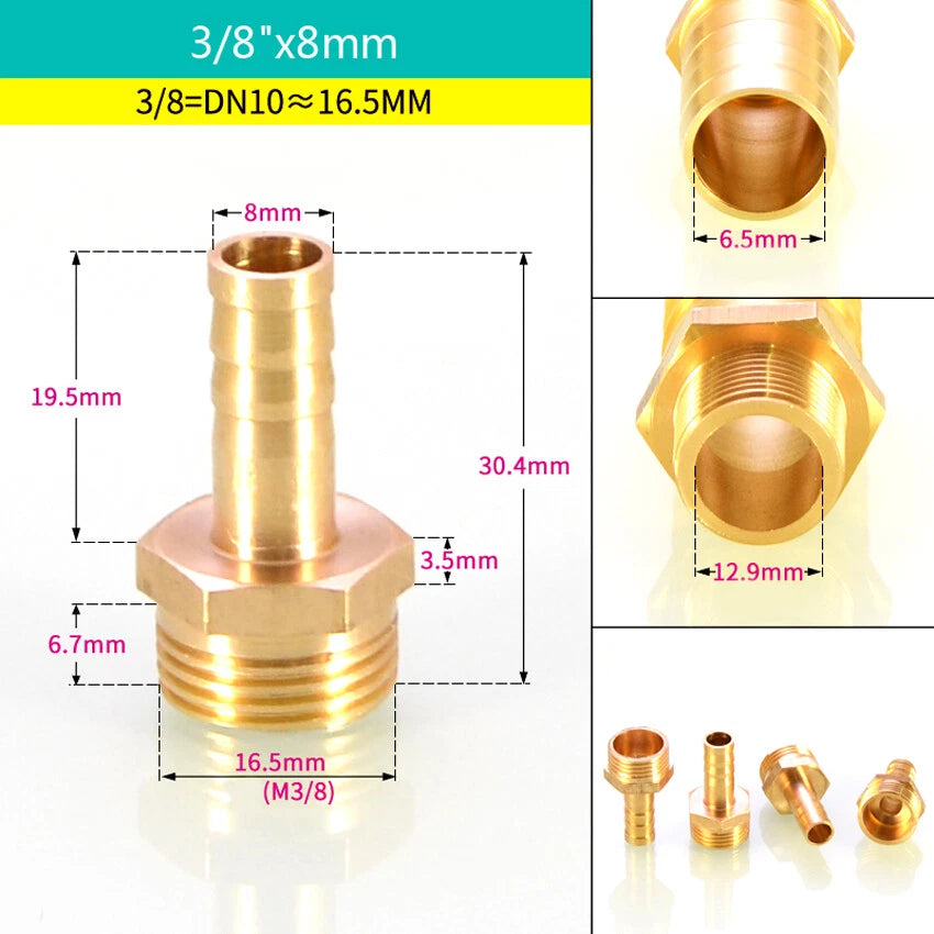 BSP Male & Female Thread Barb Hose Tail Connector — Air Fuel Water