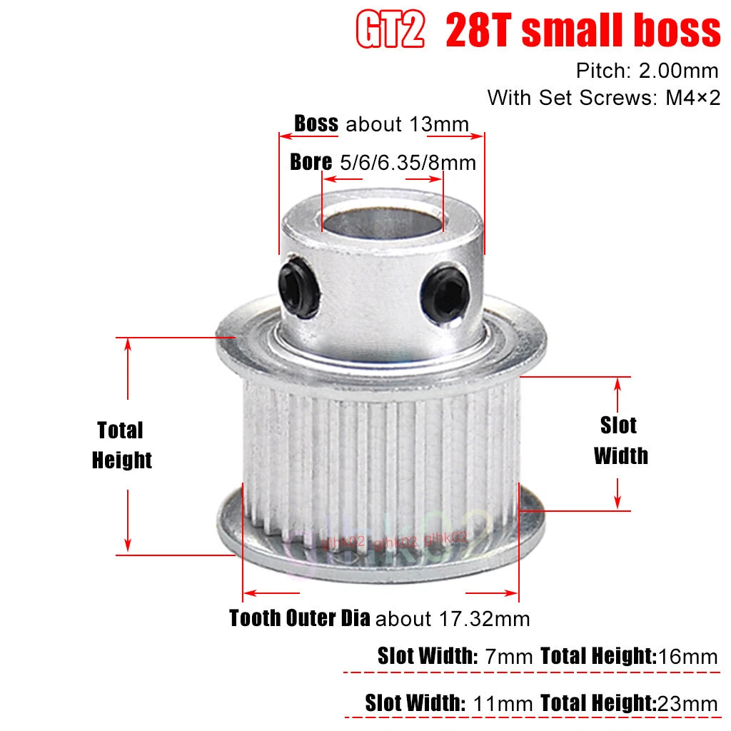 GT2 6mm Timing Belt Pulleys 16-120 Teeth 4-25mm Bore Synchronous Wheel Printer
