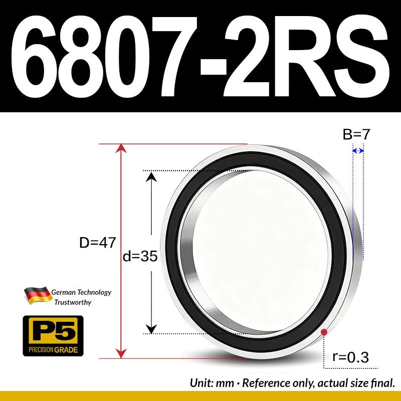 Thin Wall Bearings Deep Groove Ball Bearing ZZ or RZ, ID 10-95mm, OD 19-120mm