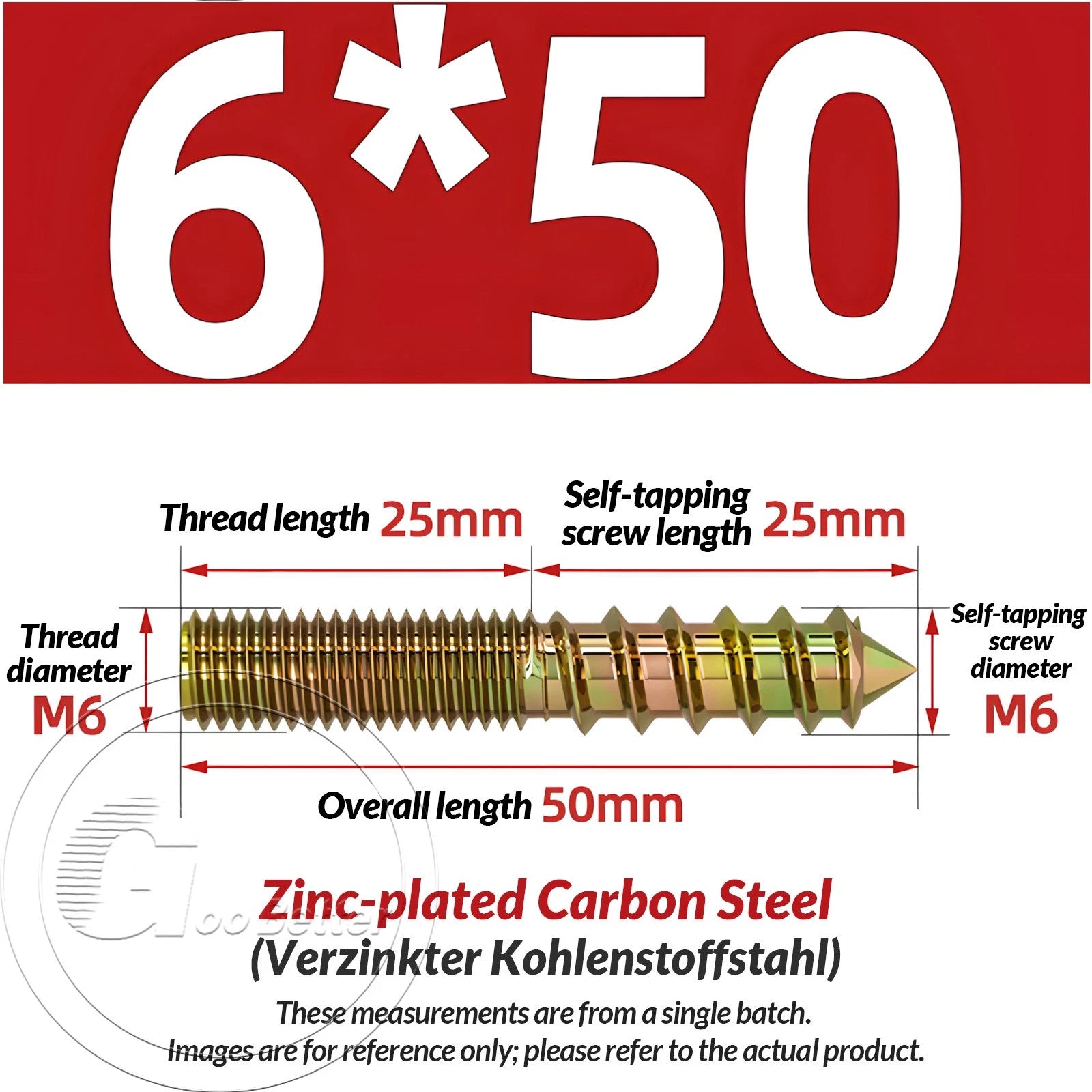 Galvanized Double-Ended Hanger Bolts M4 M5 M6 M8 M10, Wood-to-Metal Screws