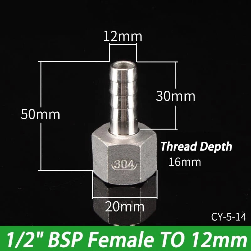 Stainless Steel Hosetails,Bsp Thread Hose Tail Barb Connector 1 8-1" Female Male