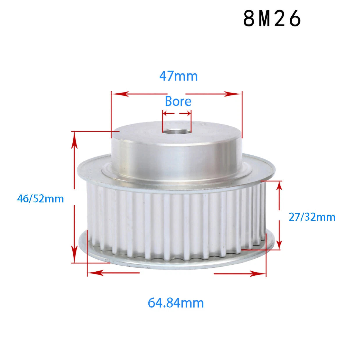 BF-type HTD8M 25mm-30mm Timing Belt Pulley 12 - 72 Tooth for CNC Step Motor