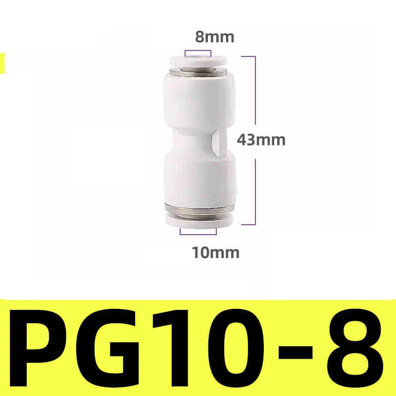 White Pneumatic Push Fit Connector Tube Pipe Joiner Air Water Lines Hose 4-16mm