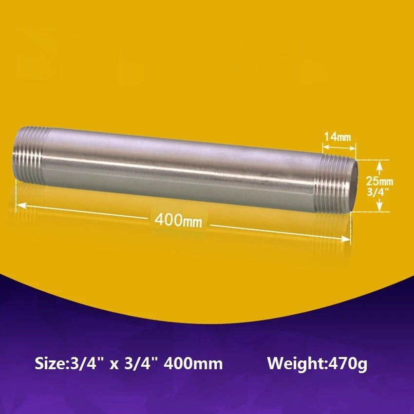 Stainless Steel BSP Male Threaded Double Nipple Pipe Extension Fitting | 1/2" 3/4" 1"