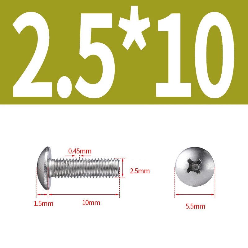 Phillips Button Head Machine Screws — Steel M2 M2.5 M3 M4 M5 M6 - HomeDIYer