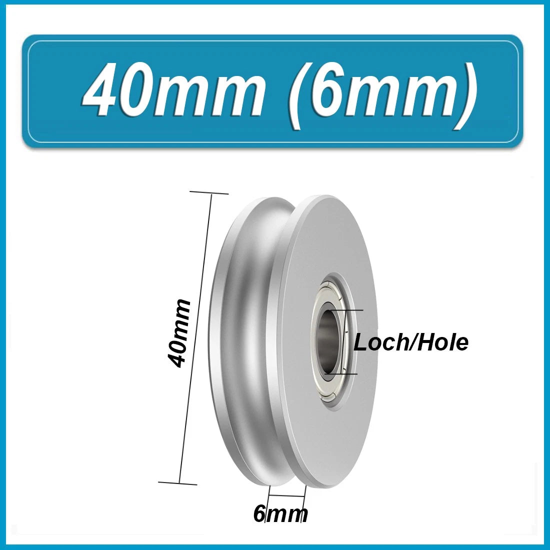 U-Groove Aluminum Pulley Wheel OD 30/40/50/60/80mm Bearing Pulleys Hole 5~15mm
