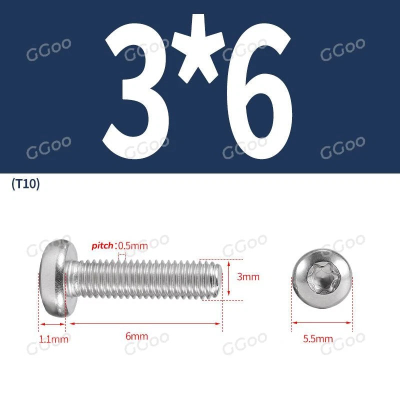 A2 Stainless Steel Torx Pan Head Machine Screws — M2 to M8, Six-Lobe Drive