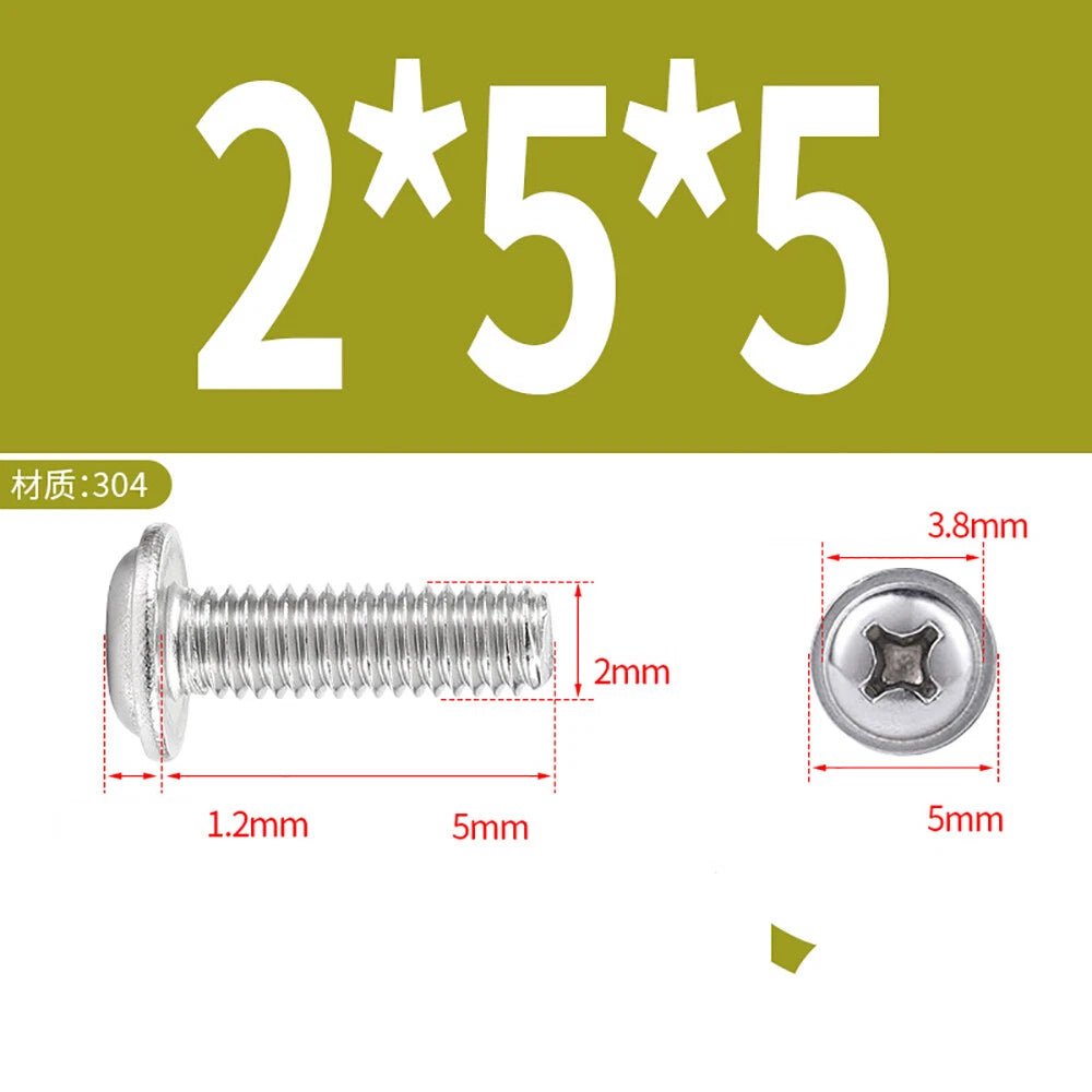 Phillips Flanged Button Head Screws M1.4–M6 | 304 Stainless Steel - HomeDIYer