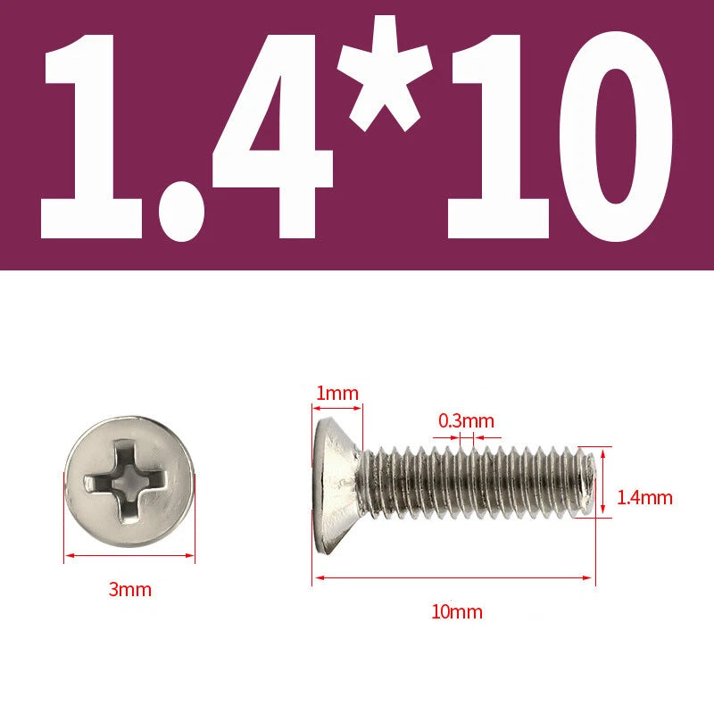Phillips Machine Screws Countersunk Nickel Plated Steel DIN 965 Flat Head M1~M6