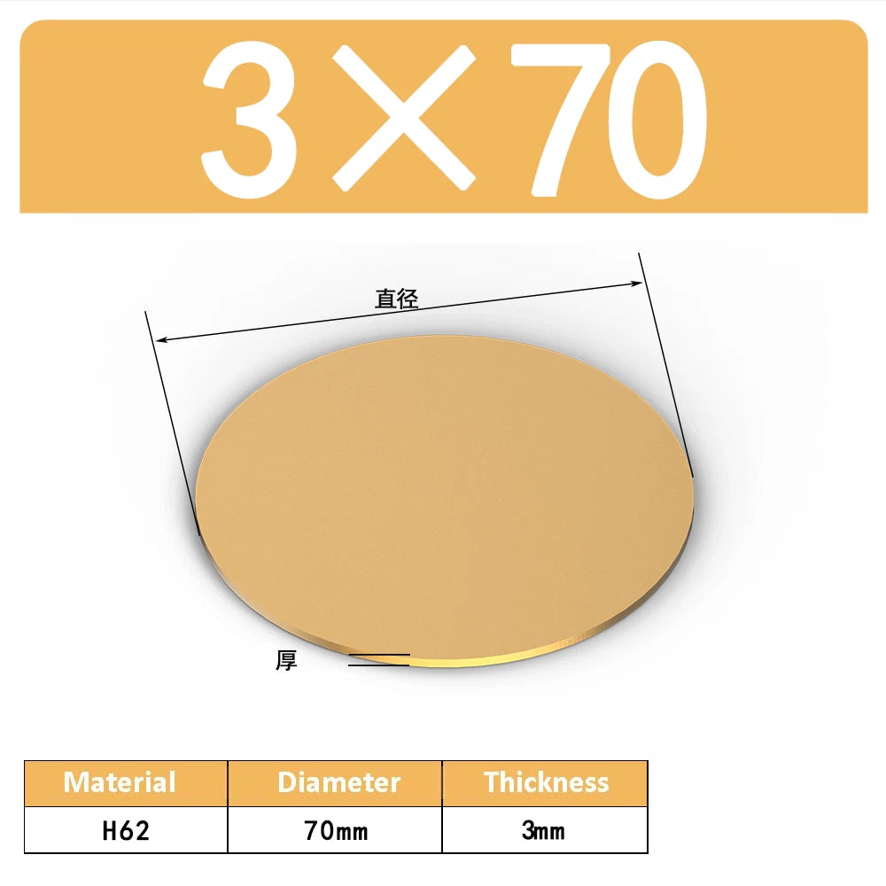 H62 Solids Brass Discs Blanks Metal Round Sheets OD 10mm-300mm Thick 0.3mm-4mm