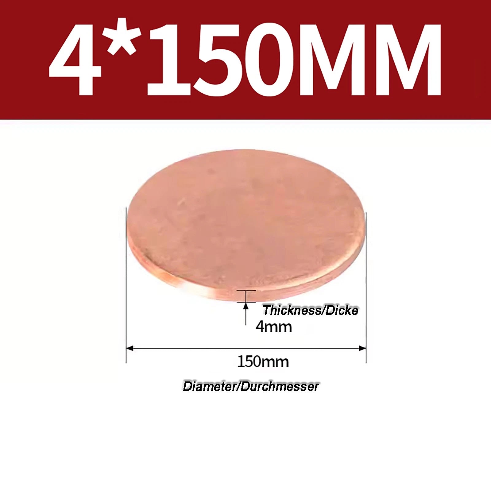 Solid Pure Copper Discs Blanks Round Plate Metal Sheet Thick 0.3~6mm Ø10mm~150mm
