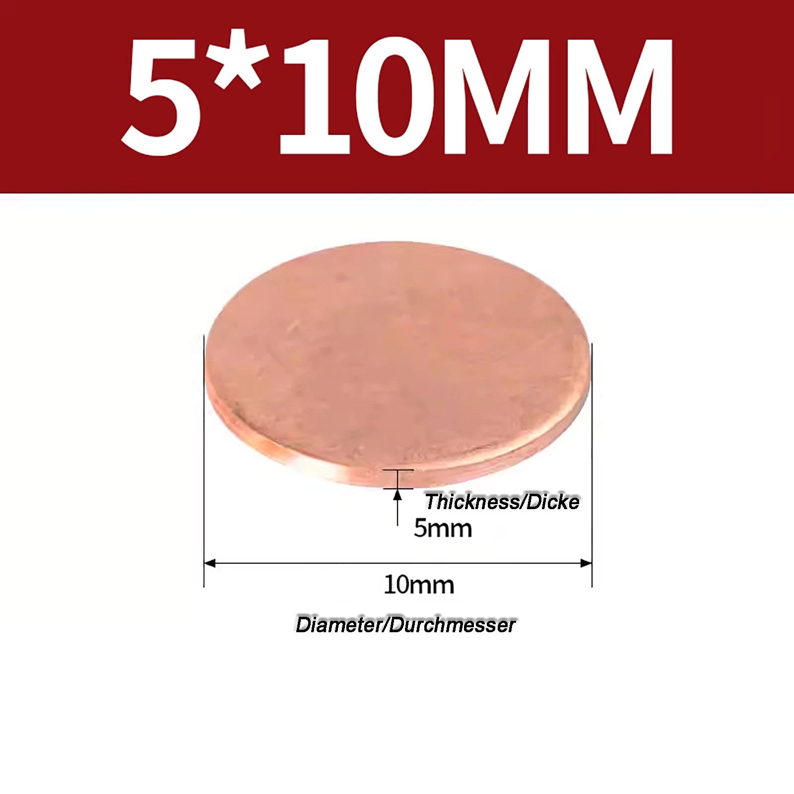 Solid Pure Copper Discs Blanks Round Plate Metal Sheet Thick 0.3~6mm Ø10mm~150mm