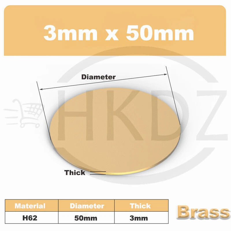 H62 Solid Brass Discs Plate Round Sheets Thickess 0.3mm-3mm Diameters 10-300mm