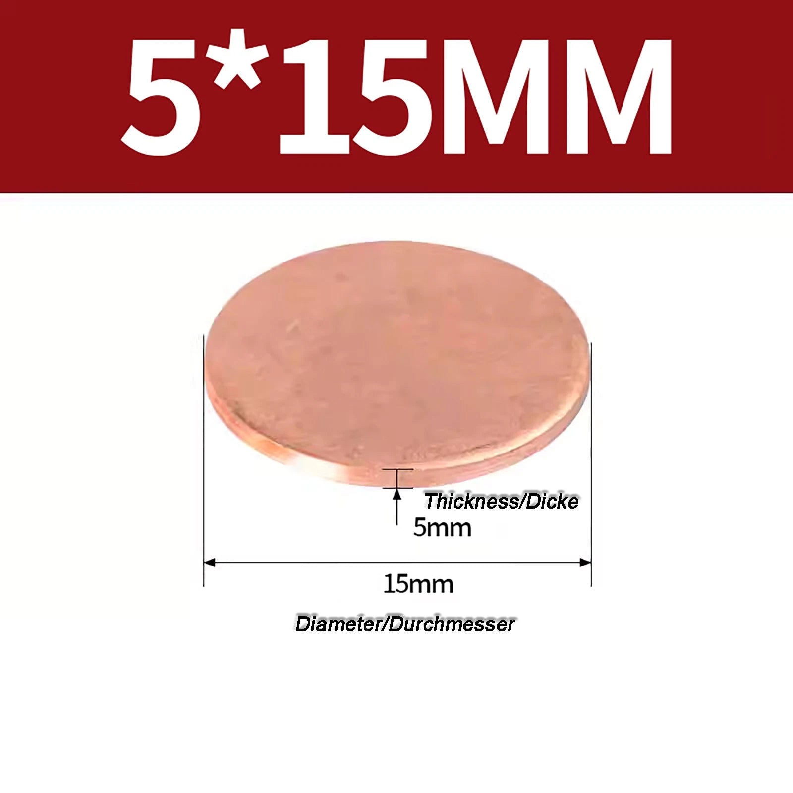Solid Pure Copper Discs Blanks Round Plate Metal Sheet Thick 0.3~6mm Ø10mm~150mm