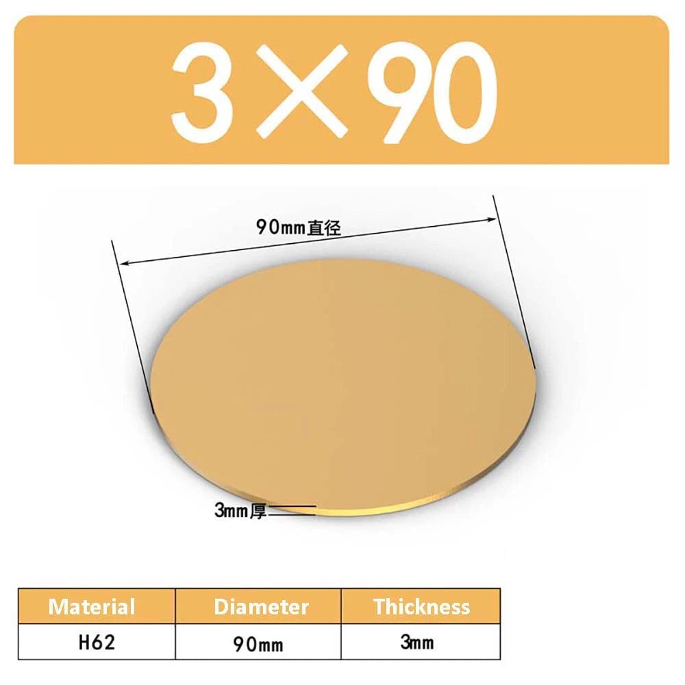H62 Solids Brass Discs Blanks Metal Round Sheets OD 10mm-300mm Thick 0.3mm-4mm