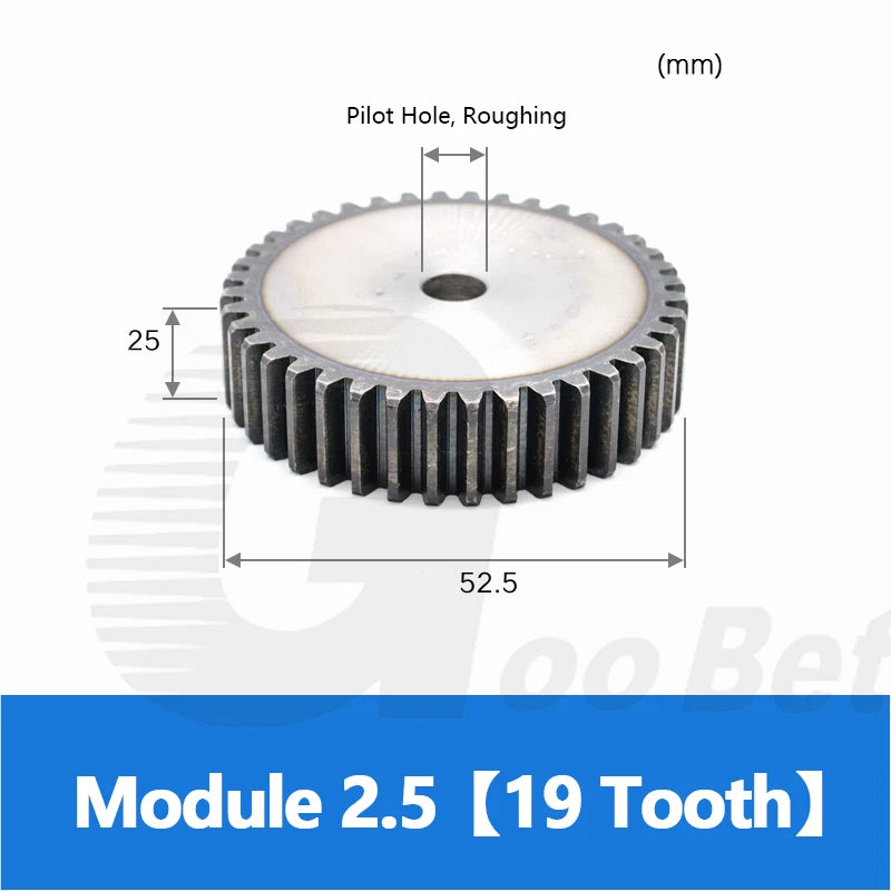 Mod 1 1.5 2 2.5 3 4 5 Spur Gear C45 Steel 12 Tooth - 160 Tooth Motor Pinion Flat