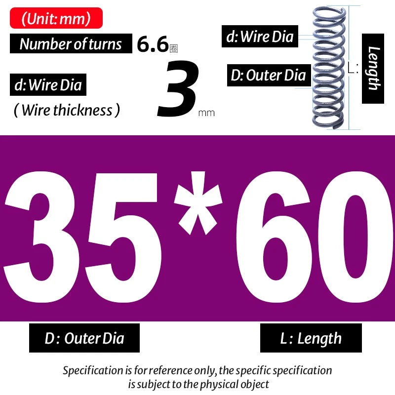 Compression Spring Pressure Big, Wire Dia 3.0mm Diameter 16-40mm Length 20-200mm