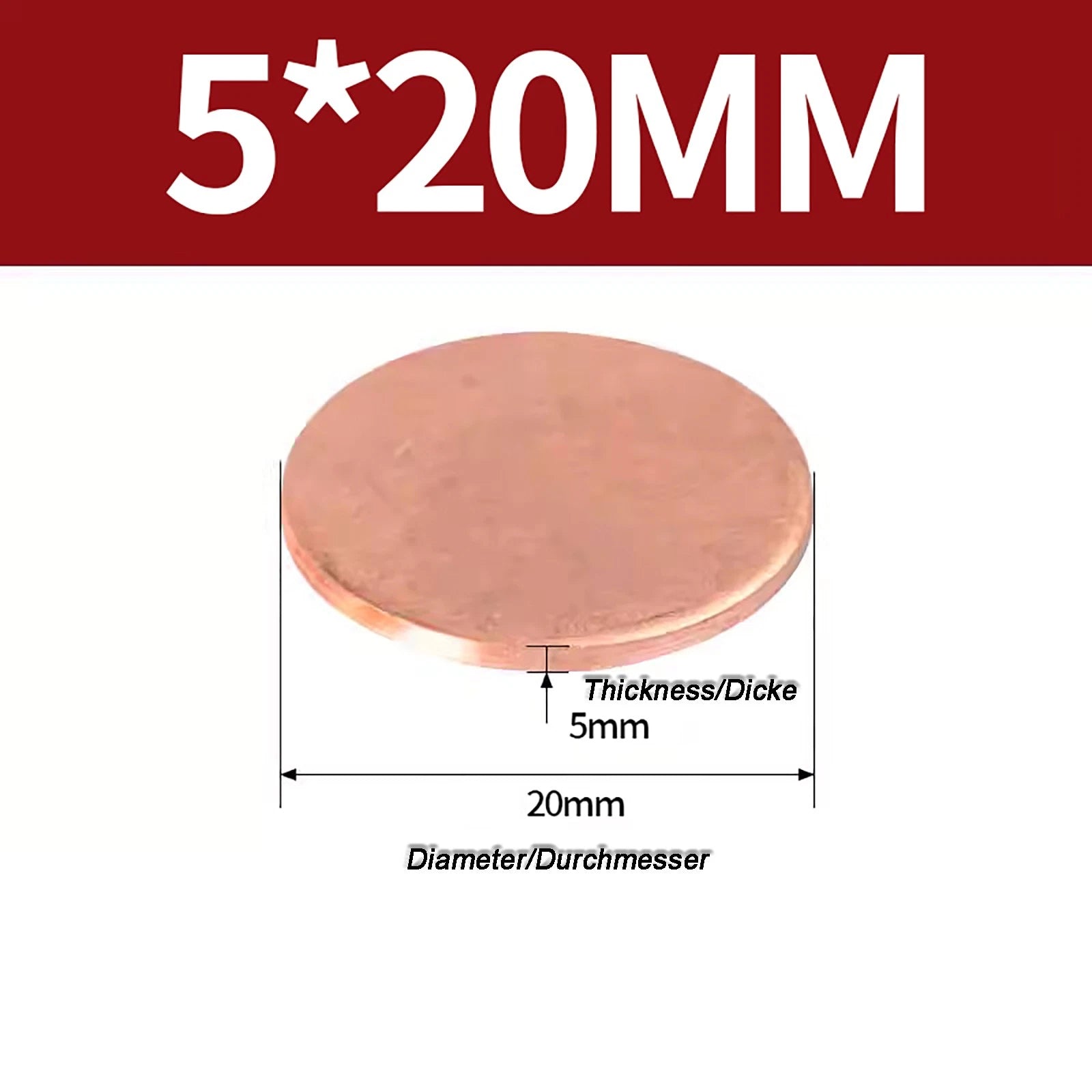 Solid Pure Copper Discs Blanks Round Plate Metal Sheet Thick 0.3~6mm Ø10mm~150mm