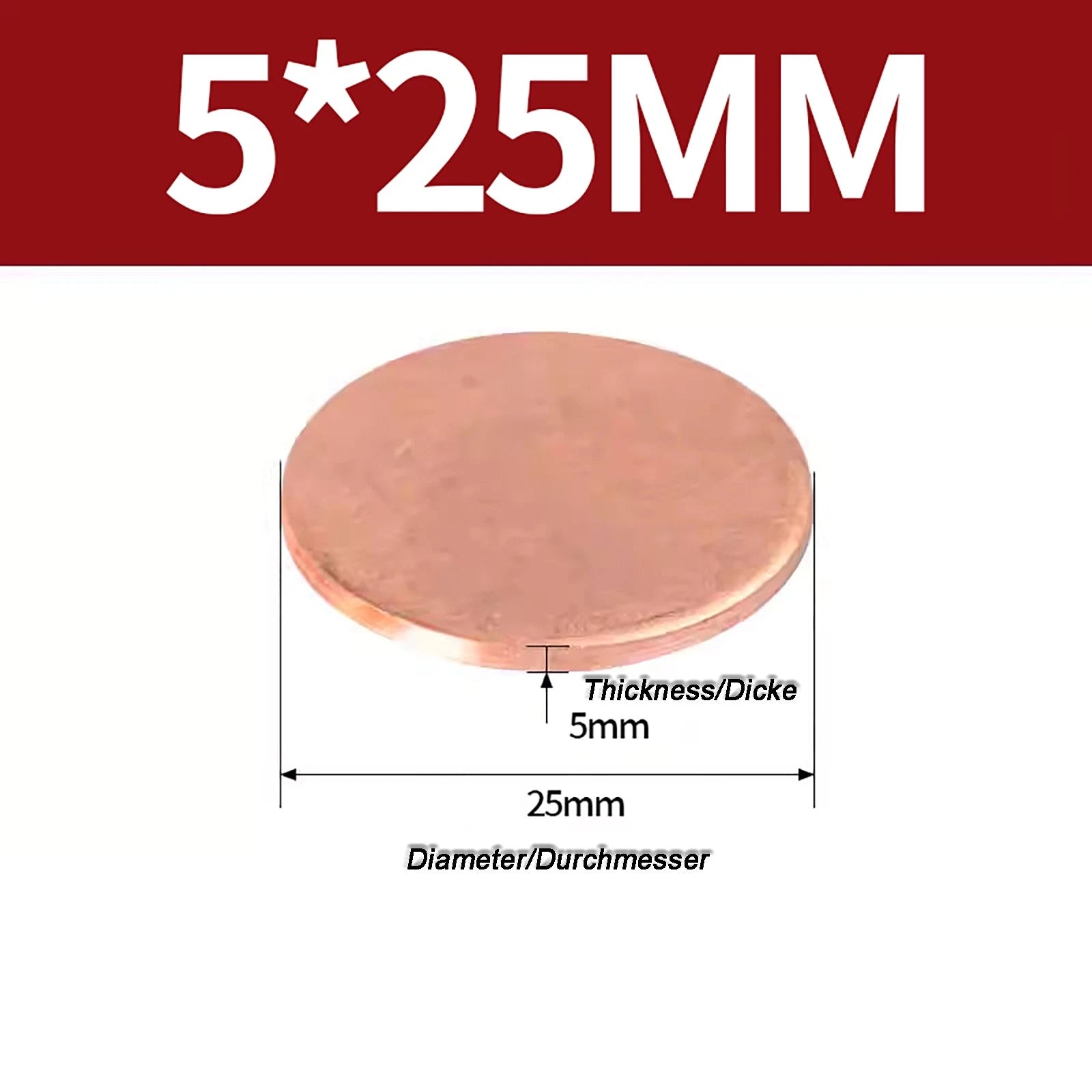 Solid Pure Copper Discs Blanks Round Plate Metal Sheet Thick 0.3~6mm Ø10mm~150mm