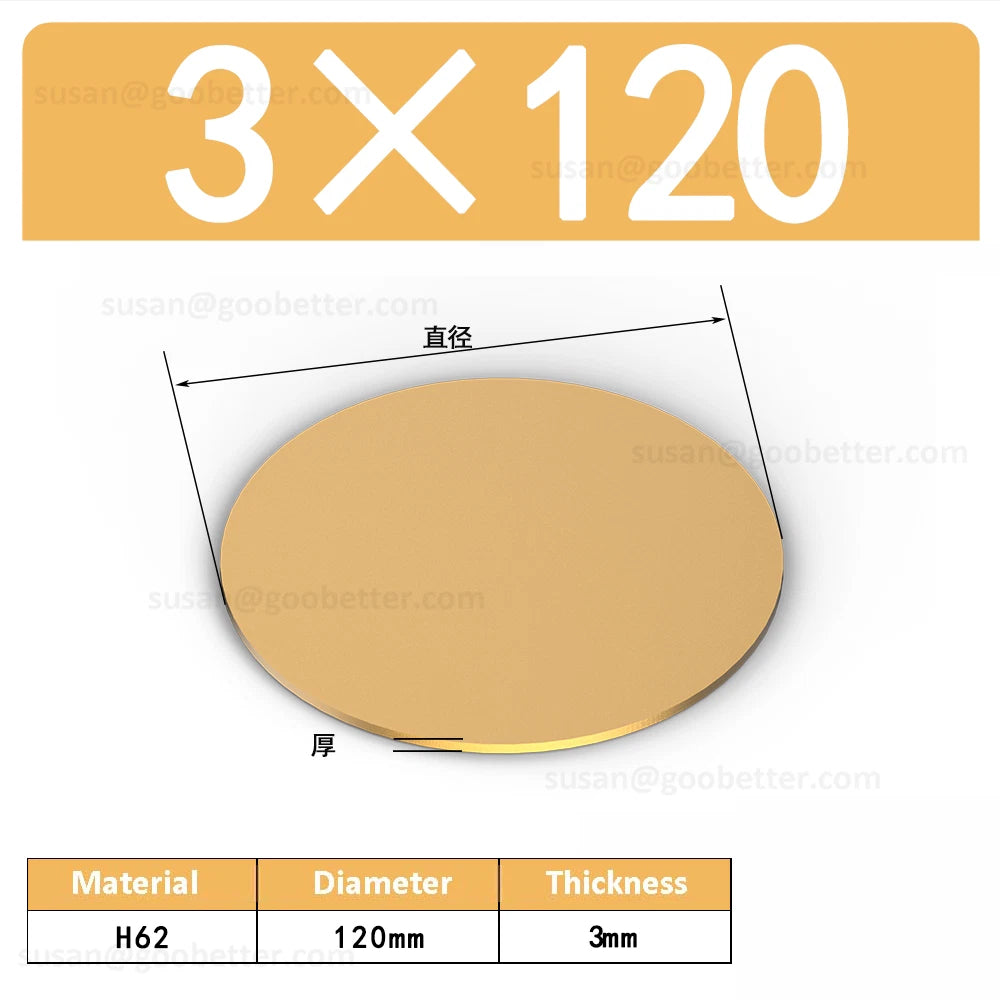H62 Solids Brass Discs Blanks Metal Round Sheets OD 10mm-300mm Thick 0.3mm-4mm